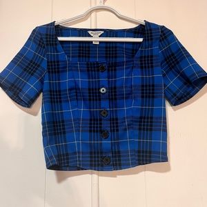 Extra Small plaid blue cropped top